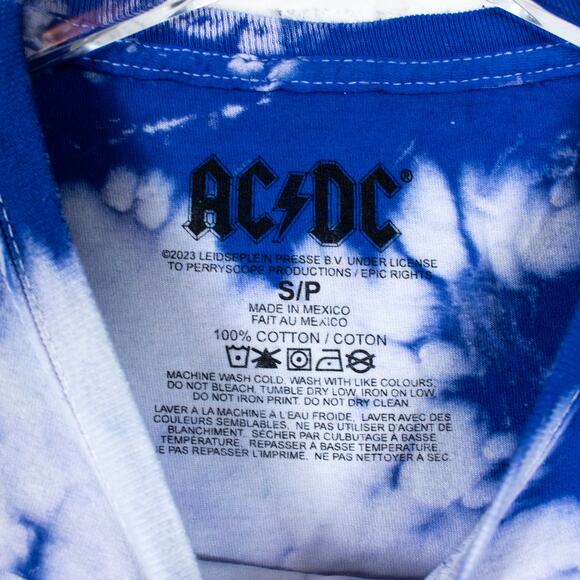 ACDC Money Talks Blue Tie Dye Band T Shirt Unisex Licensed Music Tee Merch Small - Picture 5 of 6